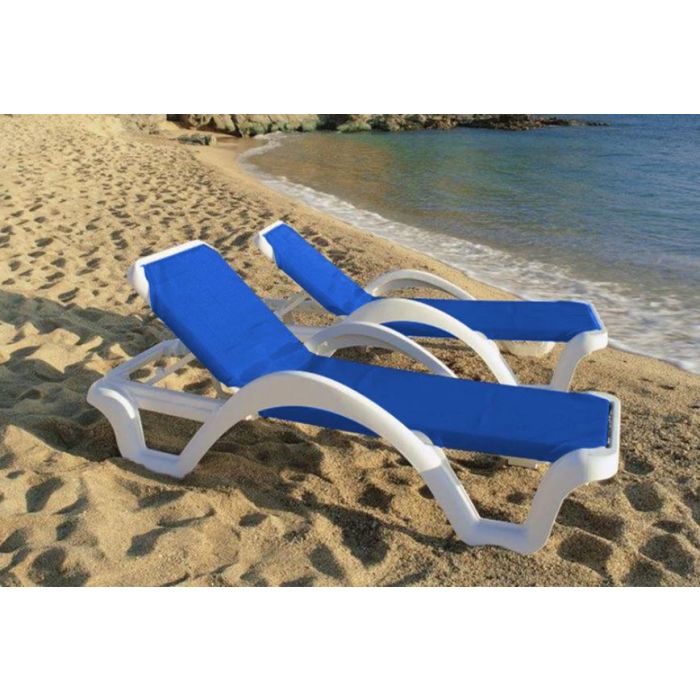 Catalina Adjustable Sling Chaise Lounge With Arms