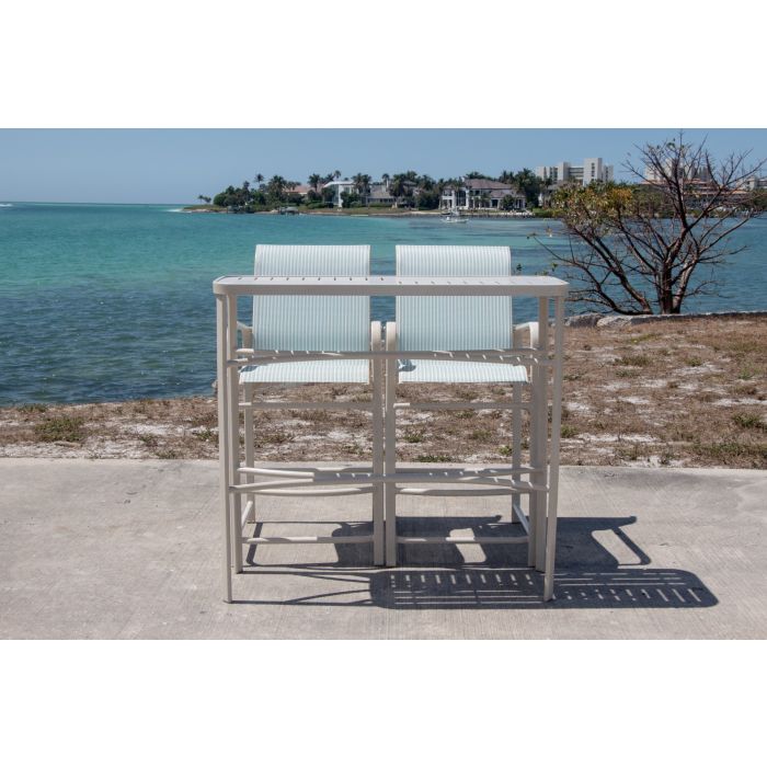 Bonaire Sling Barstool with Arms with Flat Aluminum Frame