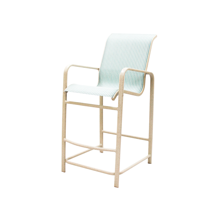 Bonaire Sling Barstool with Arms with Flat Aluminum Frame