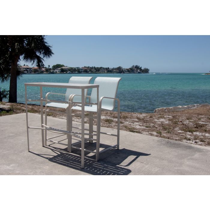 Bonaire Sling Barstool with Arms with Flat Aluminum Frame