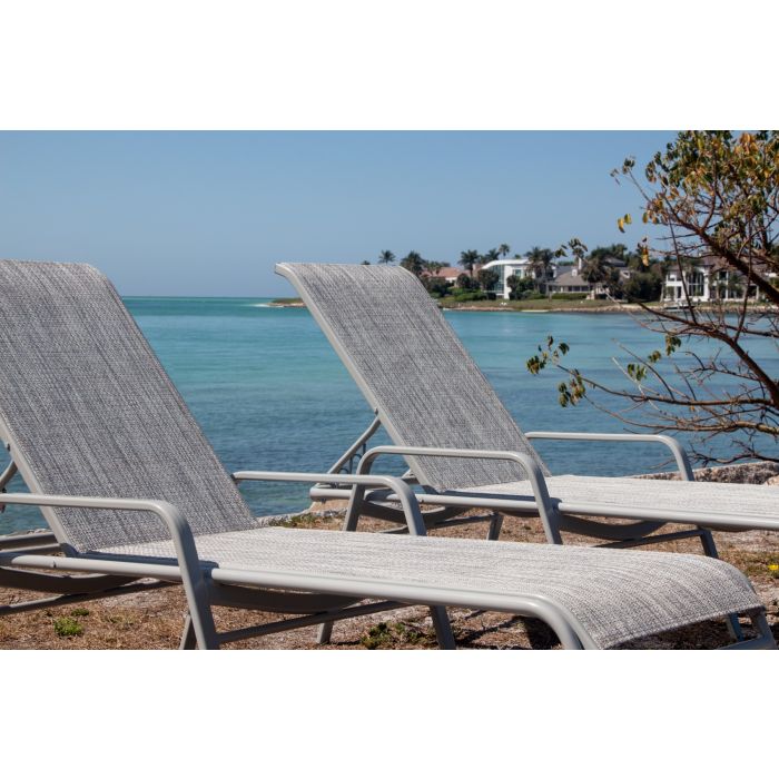 Bonaire Sling Chaise Lounge with Round Aluminum Frame