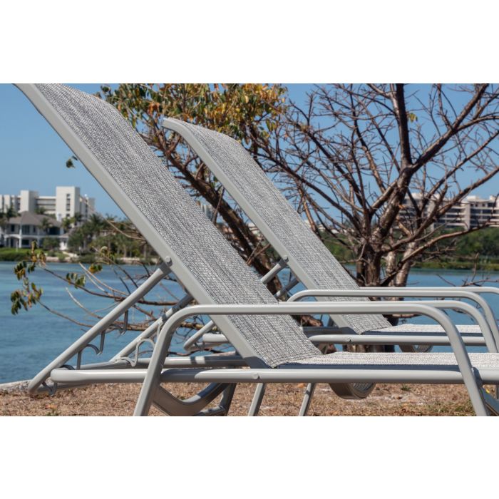 Bonaire Sling Chaise Lounge with Round Aluminum Frame