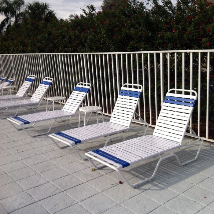 Aruba Strap Chaise Lounge without Arms with Round Aluminum Frame