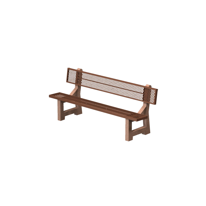 PBM Series Lakeside Concrete Bench with Metal Mesh Seat and Back