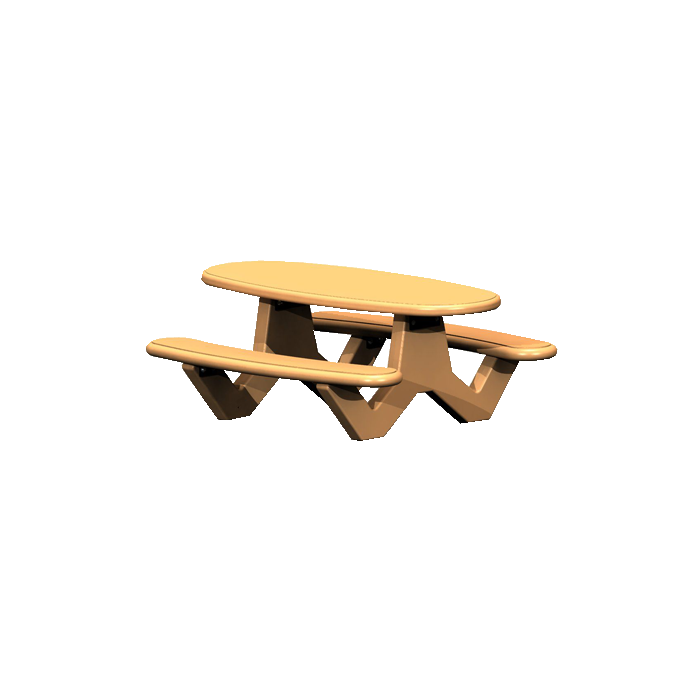 Concrete Oval Top Table with Y-Leg Base