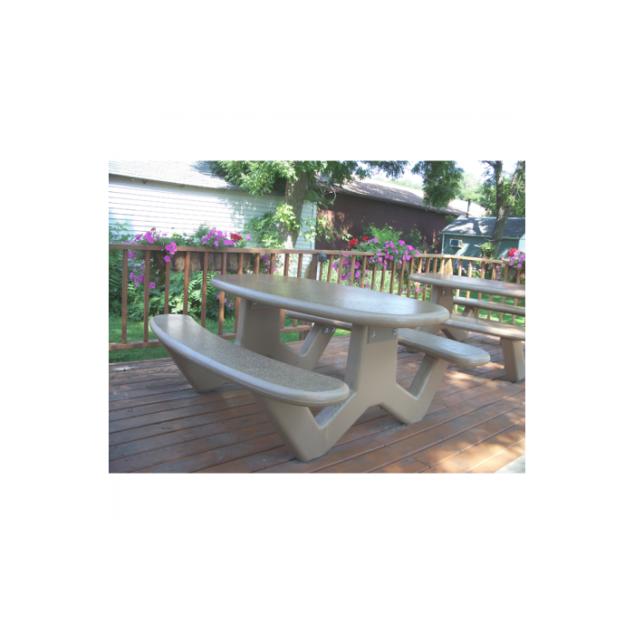 Concrete Oval Top Table with Y-Leg Base