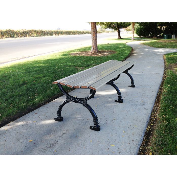 Victorian Backless Bench with Aluminum Slat Seat