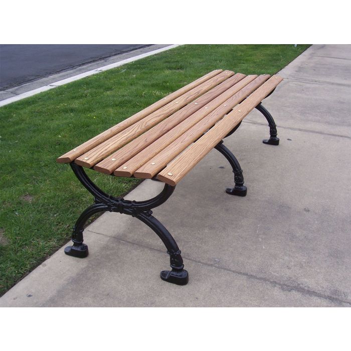 Victorian Backless Bench with Wood Slat Seat