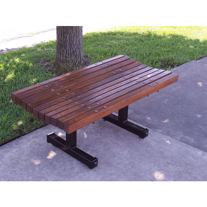 Boulevard Backless Bench with Wood Slat Seat