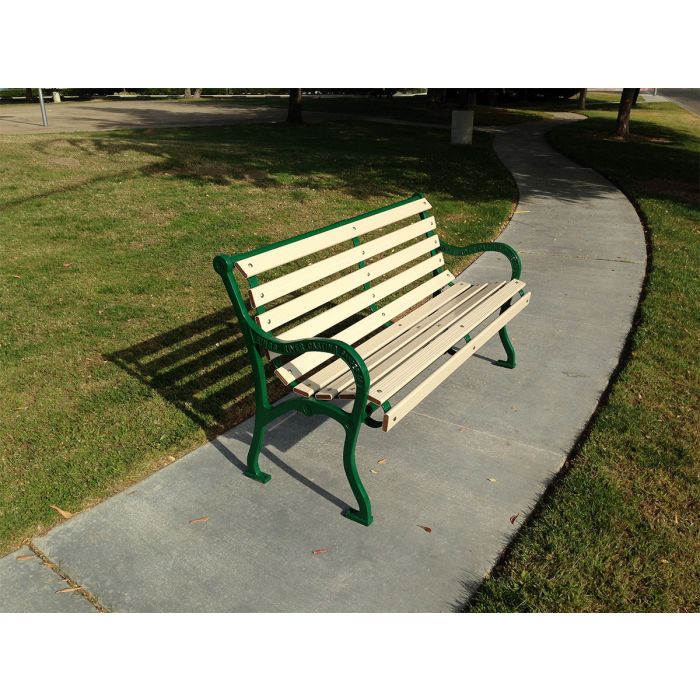 Iron Valley Slatted Bench with Aluminum Slat Seat and Back