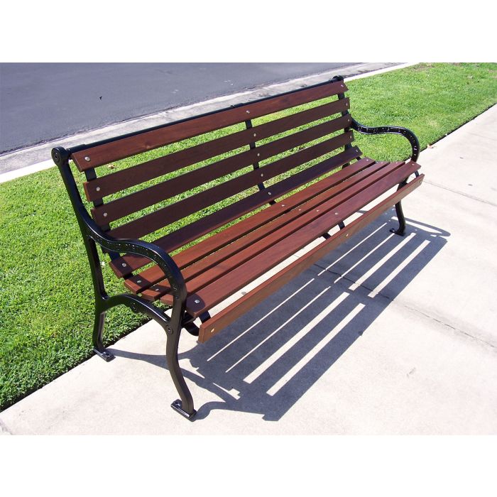 Iron Valley Slatted Bench with Recycled Plastic Slat Seat and Back