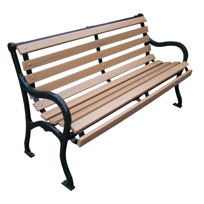 Iron Valley Slatted Bench with Recycled Plastic Slat Seat and Back