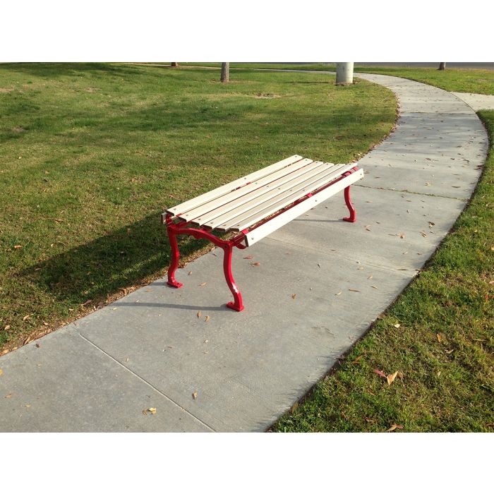 Iron Valley Slatted Backless Bench with Aluminum Slat Seat