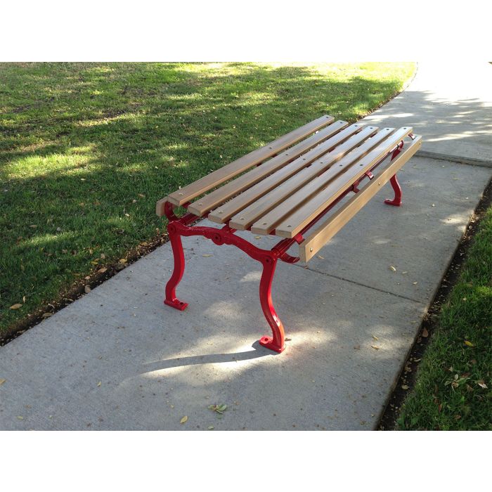 Iron Valley Slatted Backless Bench with Recycled Plastic Slat Seat