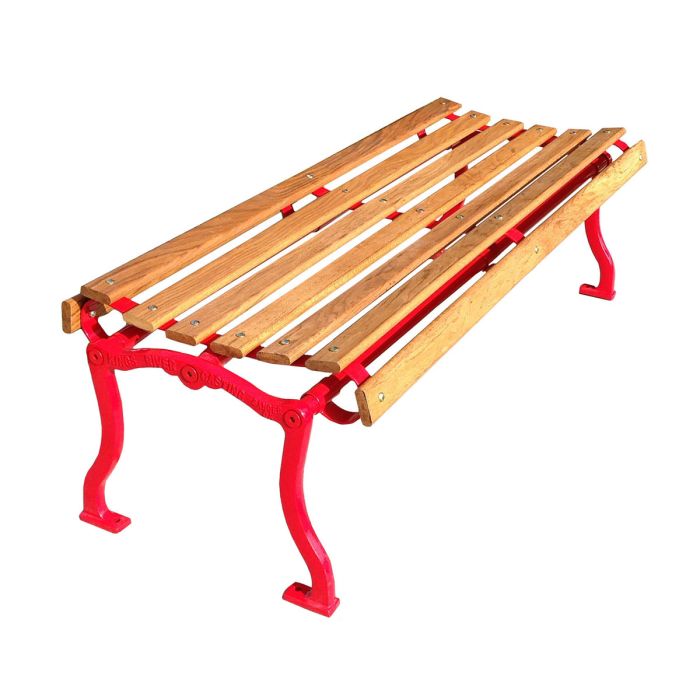 Iron Valley Slatted Backless Bench with Wood Slat Seat