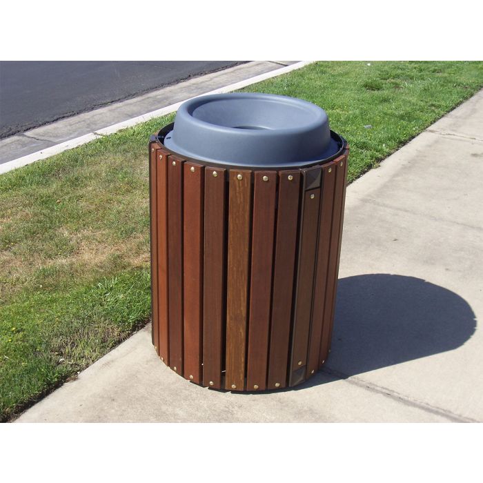 Township Trash Receptacle with Wood Slats.
