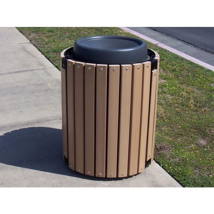 Township Trash Receptacle with Recycled Plastic Slats