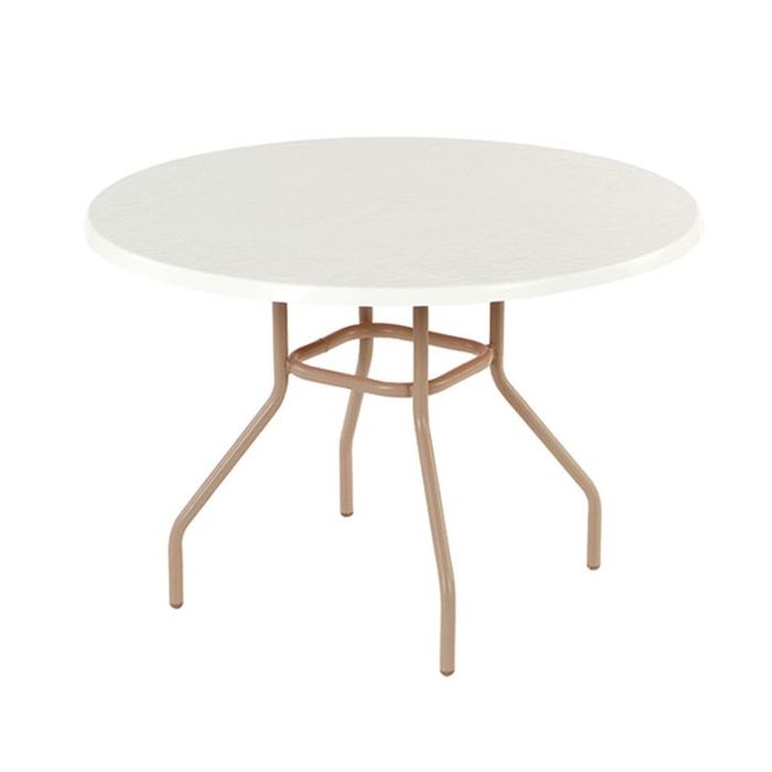 Round Fiberglass Top Dining Table with Round Tube Base