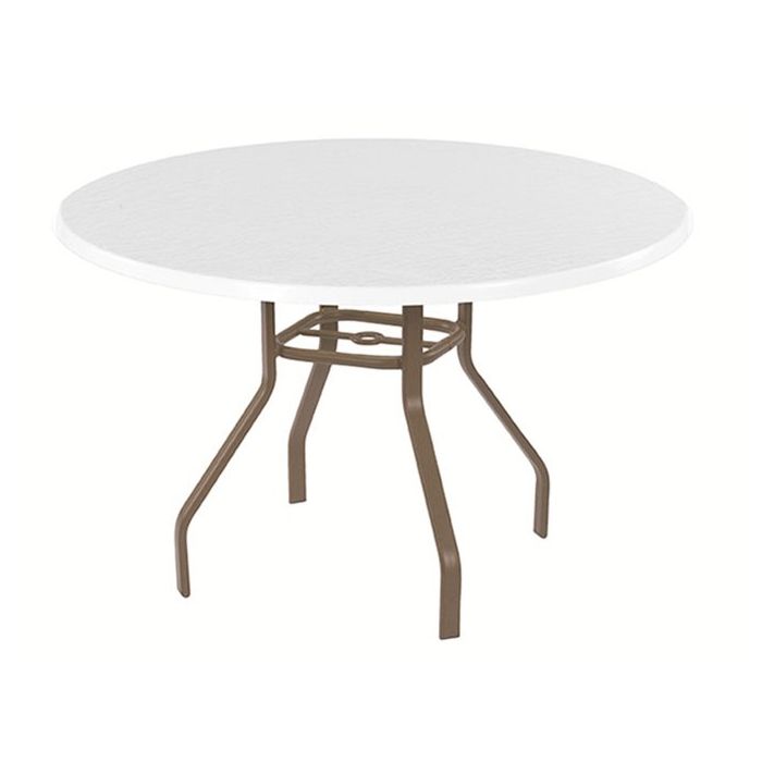 Round Fiberglass Top Dining Table with Flat Tube Base