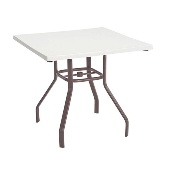 Square Fiberglass Top Dining Table with Flat Tube Base
