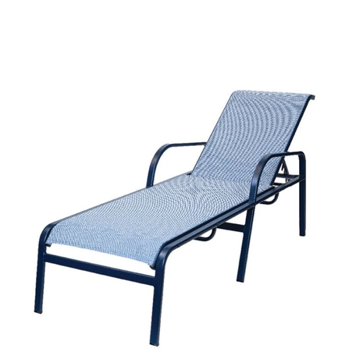 Ocean Breeze Sling Chaise Lounge, Bolt-Through, With Arms