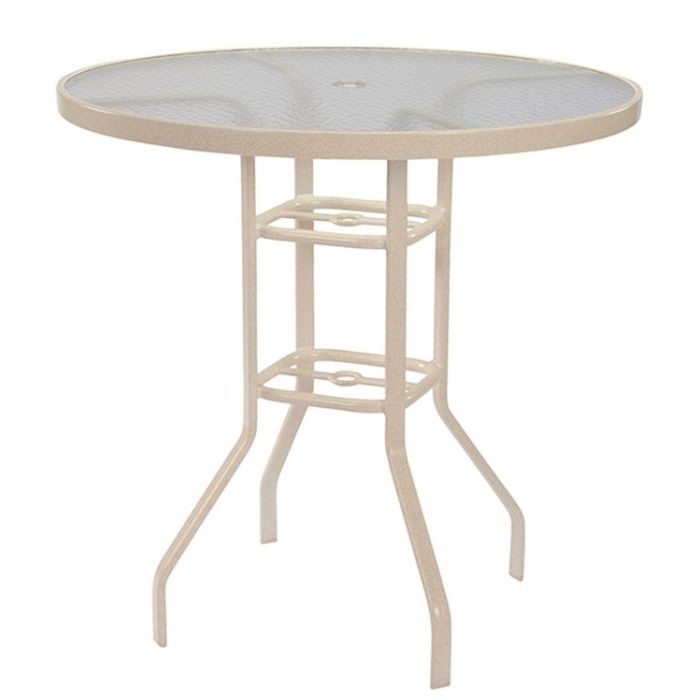 Round Acrylic Top Balcony Table with Flat Tube Base