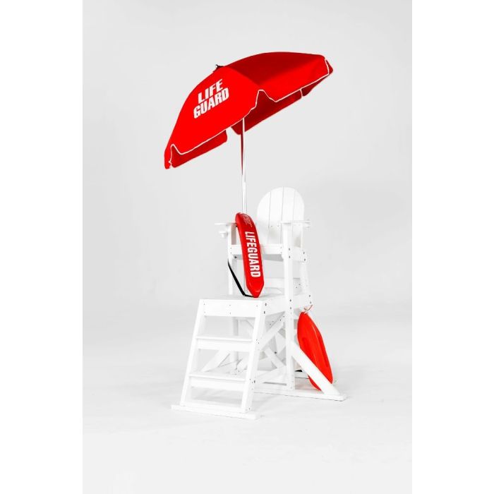 Steel Lifeguard Umbrella - Red Acrylic with "Lifeguard" Printed