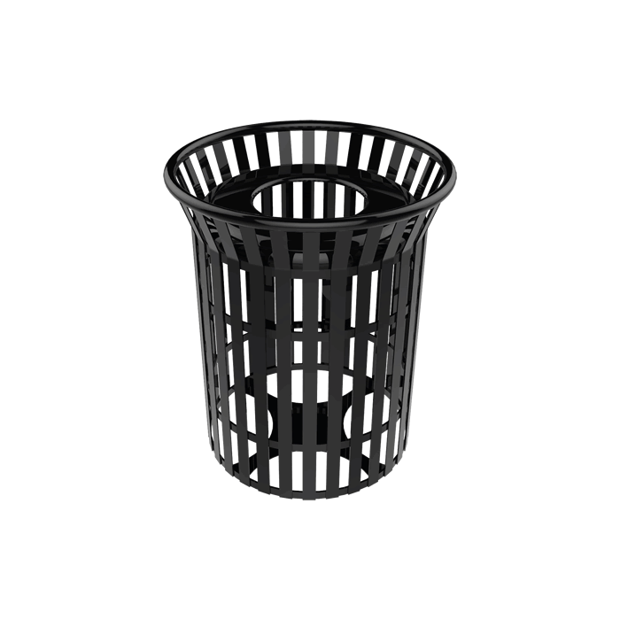 Rivendale Skyline Trash Receptacle with Flared Top, Steel Lid and Liner