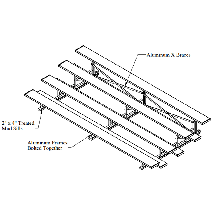 Tip-N-Roll 4 Row 8" Rise Bleachers