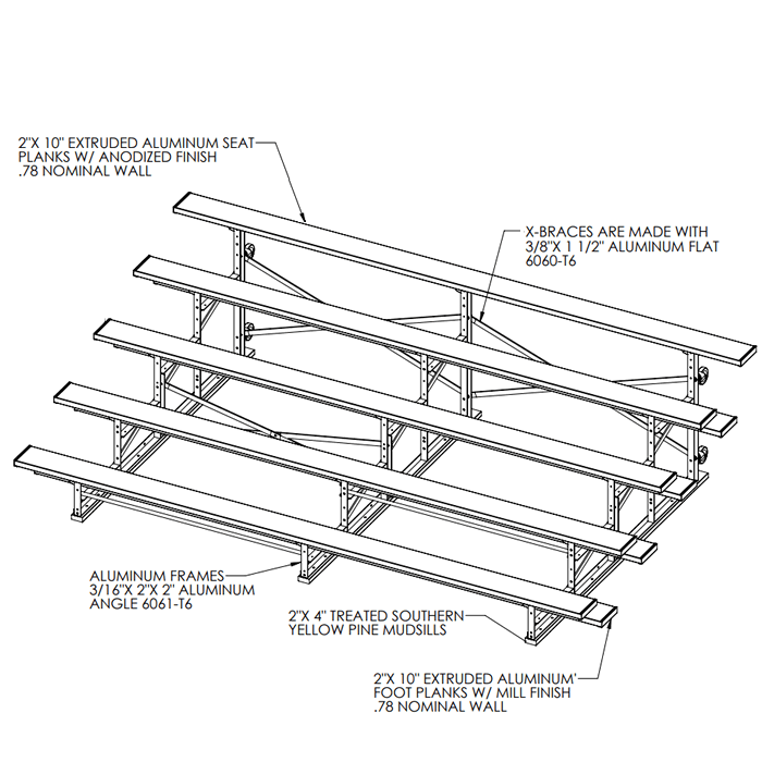 Tip-N-Roll 5 Row 8" Rise Bleachers
