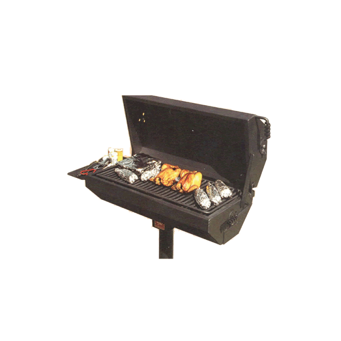 Covered Pedestal Grill with Utility Shelf