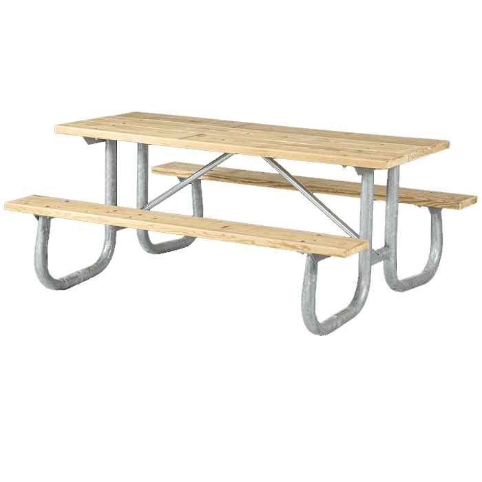 Shenandoah Welded Frame Picnic Table with Treated Southern Yellow Pine Wood Plank Top and Benches