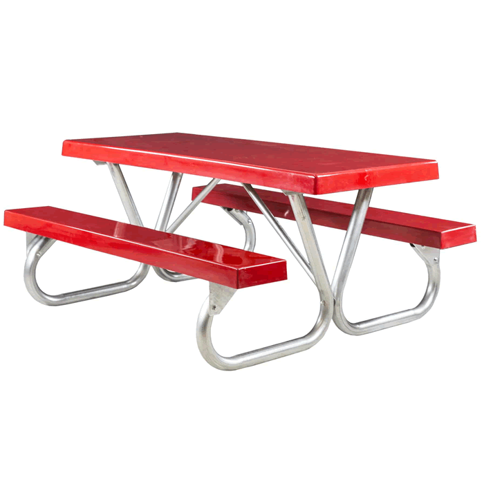 Pocono Bolted Frame Picnic Table with Fiberglass Plank Top and Benches