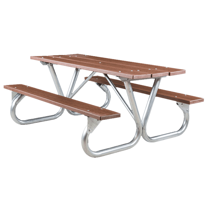 Pocono Bolted Frame Picnic Table with Recycled Plastic Plank Top and Benches