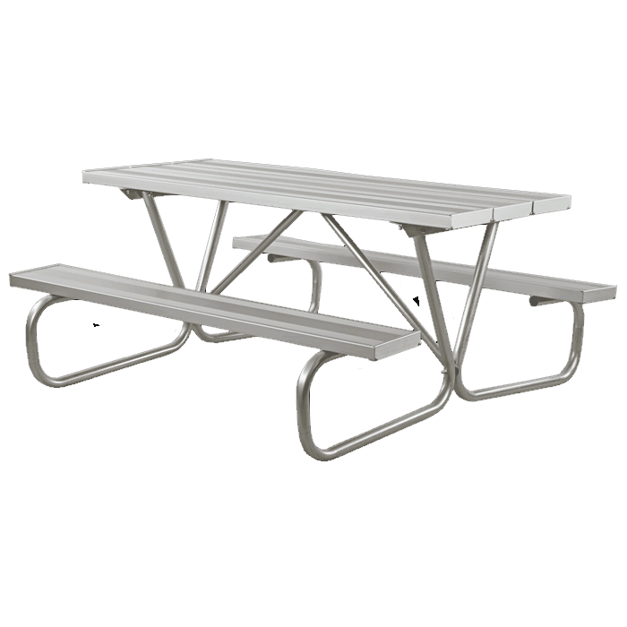 Cascade Bolted Frame Picnic Table with Aluminum Plank Top and Benches