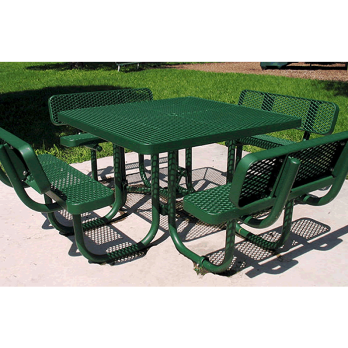 Champion Series Square Picnic Table with Back Rests - Free Standing - 4' Top