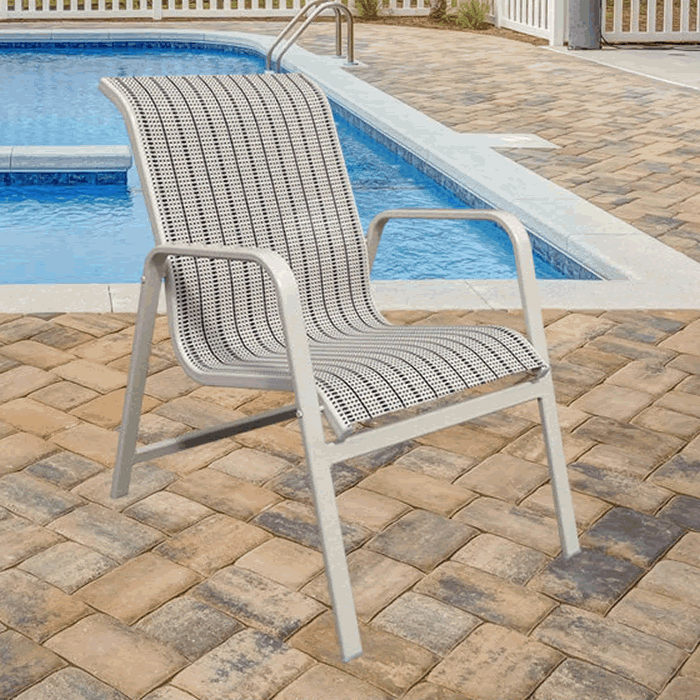 Bonaire Sling Dining Chair with Flat Aluminum Frame