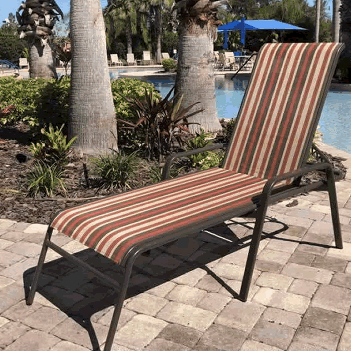 Bonaire Sling Chaise Lounge with Round Aluminum Frame
