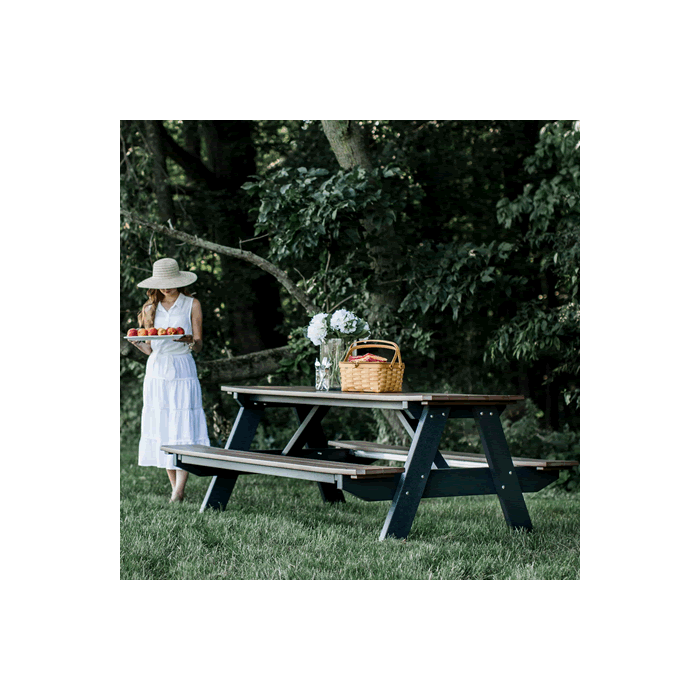 Heritage 72" Picnic Table with Attached Benches