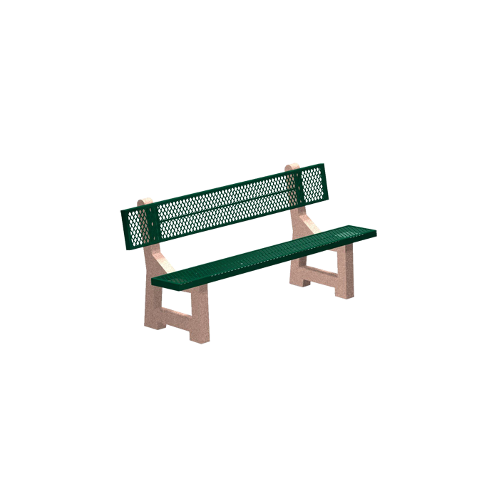 PBM Series Lakeside Concrete Bench with Metal Mesh Seat and Back