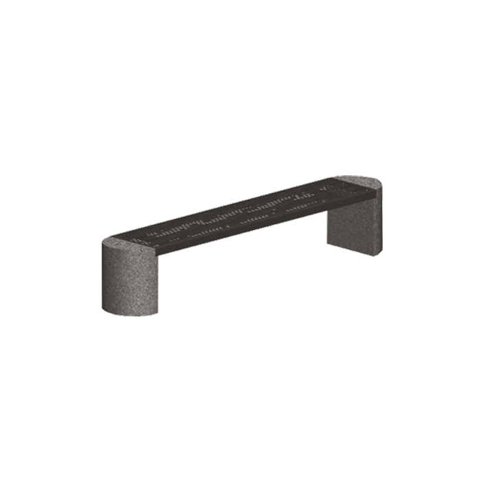 HC Series Bookends Bench with Concrete Half-Cylinder Legs and Metal Mesh Seat