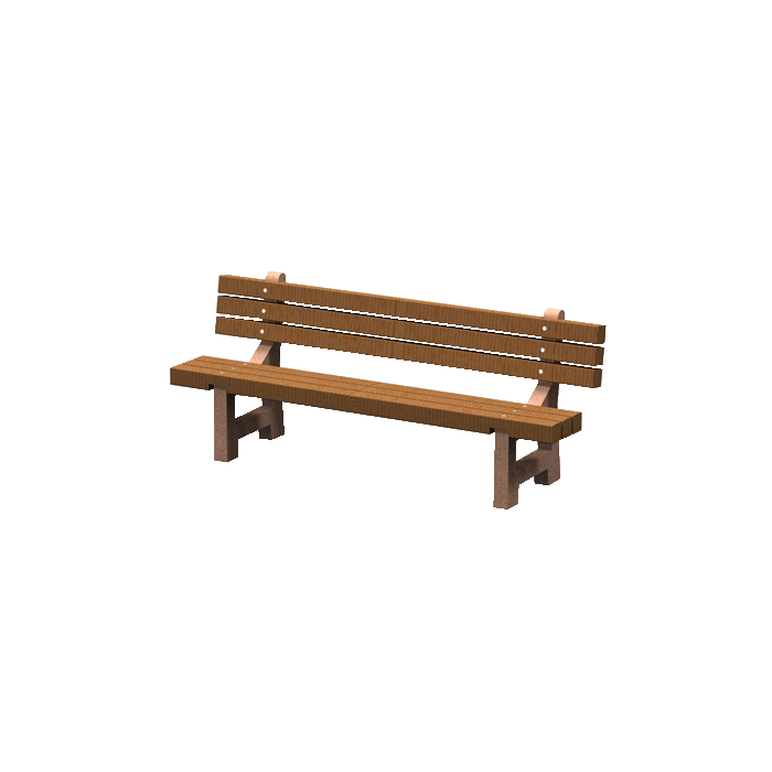 PB Series Lakeside Concrete Bench with Wood Slat Seat and Back