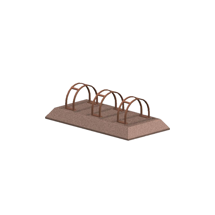 Multi-Slot Concrete Bike Rack with Rolled Bars