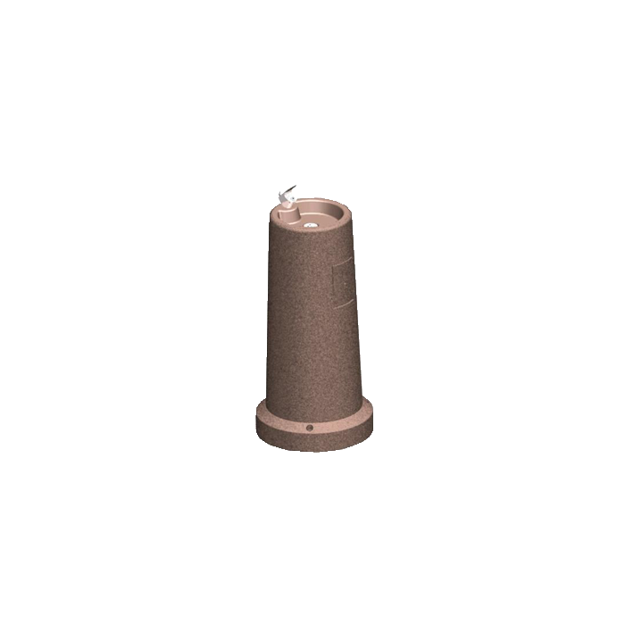 Vertical Upright Cylindrical Concrete Drinking Fountain with Freezeproof Plumbing