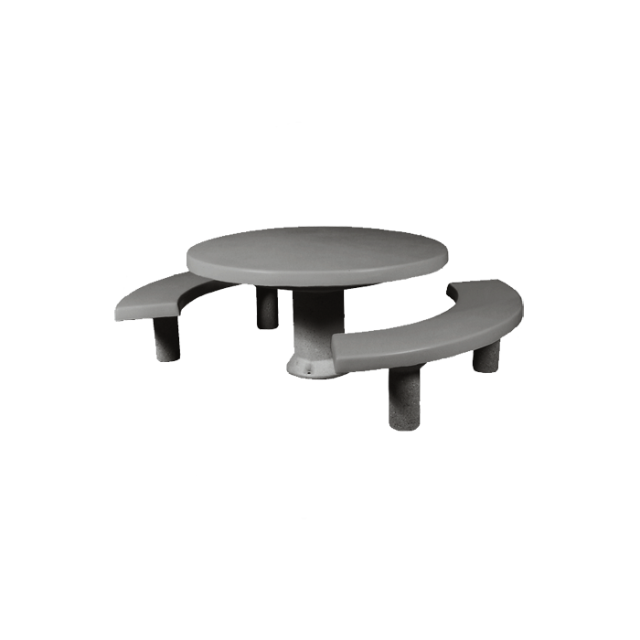 Concrete Round Top Pedestal Table with Unattached Seats