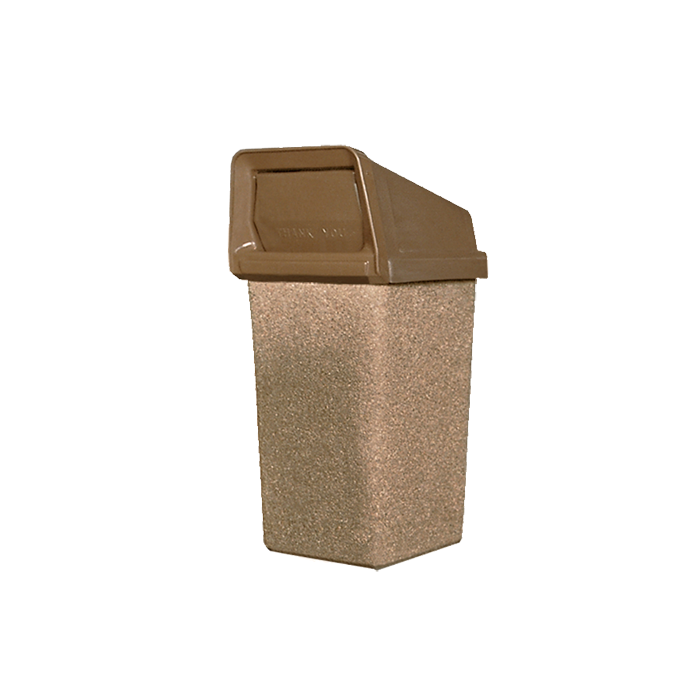 PW Series Square Concrete Trash Container with Rigid Plastic Bonnet Top