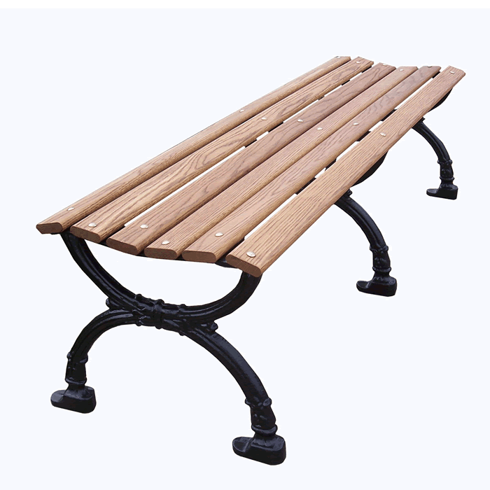 Victorian Backless Bench with Wood Slat Seat