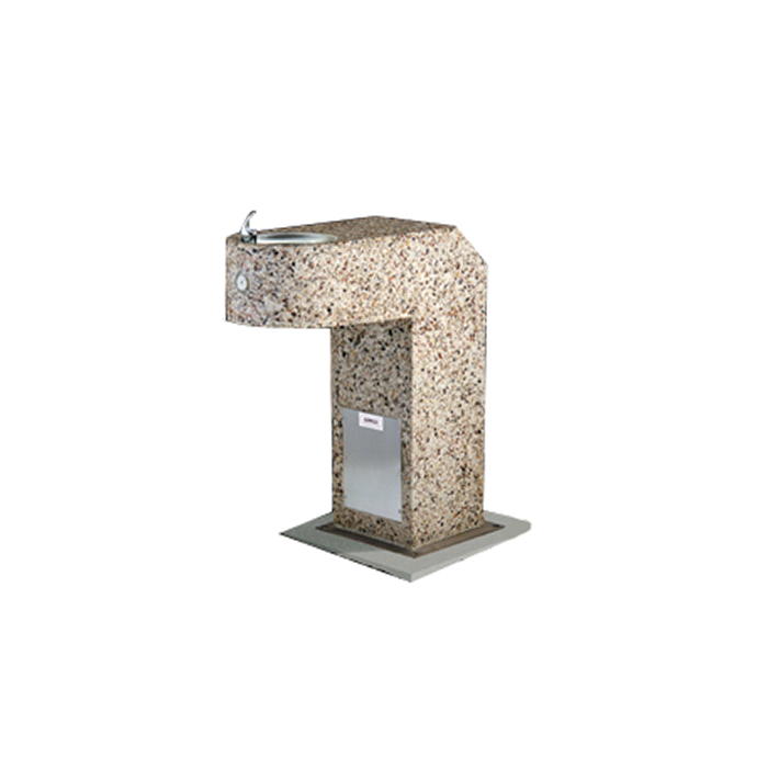 ADA Square Aggregate Pedestal Frost Proof Drinking Fountain with Single Bubbler