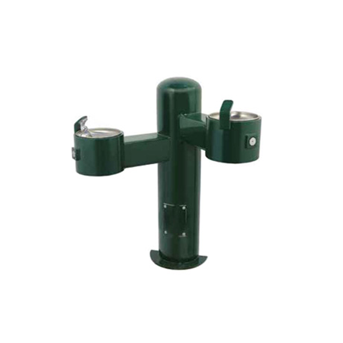 Wall Mount Barrier Free Round Metal Pedestal Dual Bubblers Drinking Fountain with Standard Valve System