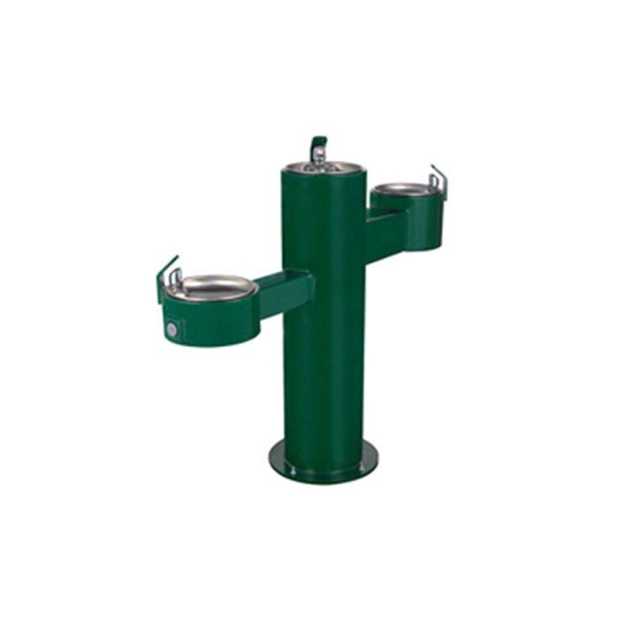 Barrier Free Round Metal Pedestal Triple Bubblers Drinking Fountain with Standard Valve System